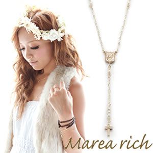 Marea rich（マレアリッチ） K10 イニシャルネックレス 2way ロザリオ ダイヤモンド／淡水パール イニシャルH 10KJ-16-H