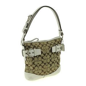 Coach（コーチ） シグネチャー ソフトダッフル ショルダーバッグ カーキ／ホワイト 3574／SKHWT