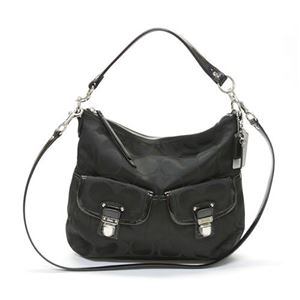 Coach（コーチ） POPPY ポピー シグネチャー サティーン スウィング ホーボー ショルダーバッグ ブラック／ブラック 19866 SBKBK