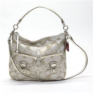 Coach（コーチ） POPPY ポピー シグネチャー サティーン スウィング ホーボー ショルダーバッグ クリームライトカーキ／シルバー 19866 SVASM