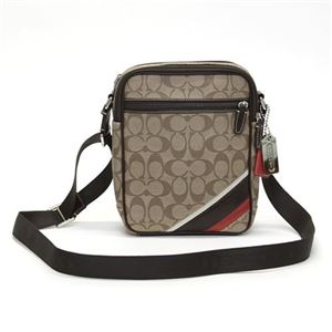 Coach(コーチ) シグネチャー ヘリテージ ストライプ フライト メンズ メッセンジャーバッグ ショルダー ナナメ掛け カーキ/マホガニー 70394 SKHMA