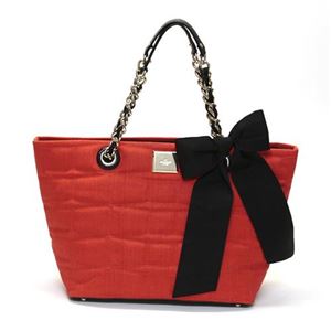 KATE SPADE(ケイトスペード) Signature Spade Straw SMALL COAL リボン付かごバック チェーン・ショルダー・トートバッグ レッドオレンジ PXRU4101 643 Maraschino