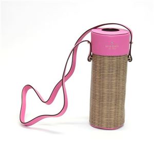 KATE SPADE（ケイトスペード） Pack A Picnic CHAMPAGNE BOX かご風プリント シャンパンボトルケース 筒型ショルダーバッグ ナチュラル／ショッキングピンク PXRU4168 191 Natural／Zinnia Pink