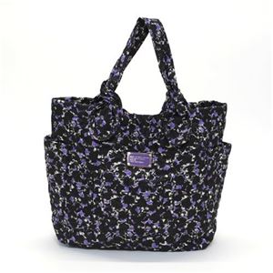 MARC BY MARC JACOBS（マークバイマークジェイコブス） Pretty Nylon Medium Tote ロゴステッチ キルティング ナイロン トートバッグ フラワー柄 ブラック／パープル M3123058 80011 BLACK MULTI
