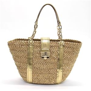 Michael Kors(マイケルコース) LG EW Tote ストロー(麦わら)×レザー かごバック ショルダー・トートバッグ ナチュラル/ゴールド 30S3GDST3Y NATURAL/GOLD