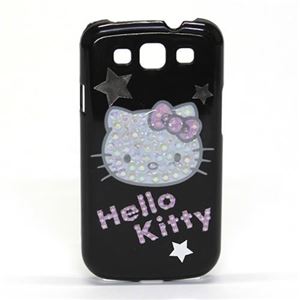 hello kitty（ハローキティ）docomo スマートフォン GARAXY SIII 専用 キラキラ（ラインストーン）デコカバー（ハードケース）で可愛く着せ替え ブラック KTDCG002