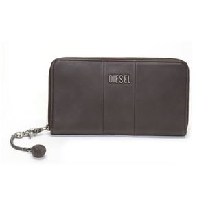 DIESEL（ディーゼル） GEMSTUDS Granato チャーム付 ラウンドファスナー長財布 ブラウン／ゴールド X01608 PR472 H4336 Bracken／Gold