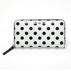 KATE SPADE（ケイトスペード） Carlisle Street LACEY ドット柄 水玉模様 ラウンドファスナー長財布 クリーム／ブラック PWRU2986 149 Cream／Black