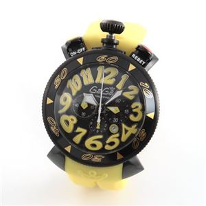 GaGa Milano（ガガミラノ） CHRONO 48MM （クロノ） 独特の洗練されたデザインが魅力 注目人気クロノグラフ・ウオッチ 6054.4イエローベルト