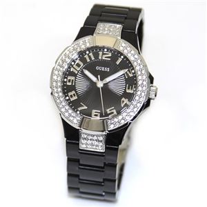 Guess（ゲス） ラインストーンで囲ったキラキラベゼル オールブラックカラーのグラマラスなレディスウオッチ W11611L2