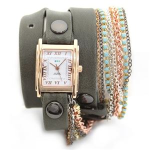 ラメール コレクション LA発アクセサリーウオッチ 3ラップブレスレット＆7連チェーン＆2連ターコイズチェーン LMMULTI3006