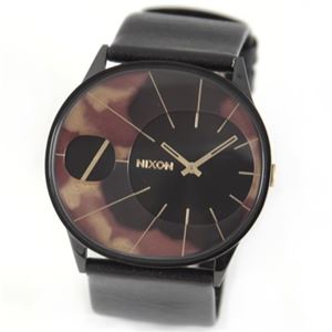 NIXON(ニクソン) THE RAYNA ブラックフェイスにベッコウ柄のアクセントのレザーストラップウオッチ A186-679