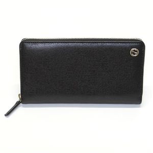 Gucci（グッチ） スモールインターロッキングG 型押しカーフ ラウンドファスナー長財布 ブラック ≪2013AW≫ 309705 ARU0G 1000