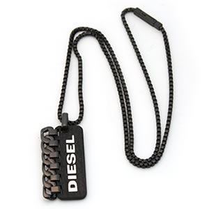 DIESEL(ディーゼル) ネックレス レザー チェーン ロゴ モチーフ ペンダント ネックレス DX0366040
