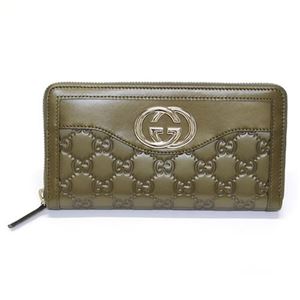 Gucci（グッチ） SUKEY スーキー グッチシマ ラウンドファスナー長財布 オリーブグリーン 308012 AHB1G 2402