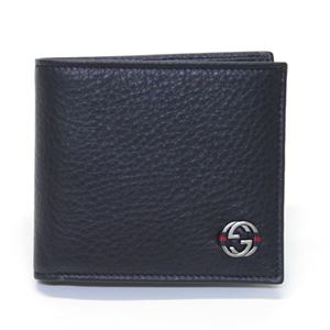 Gucci（グッチ） インターロッキングG 型押しカーフ 二つ折り財布 小銭入れ無し ダークブルー 308794 A7MMN 8497