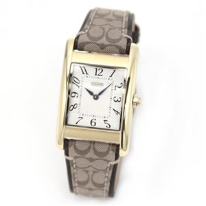 Coach(コーチ) シグネチャーストラップが可愛いスクエアフェイスのレディス・レザーストラップウオッチ 14501824