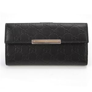 Gucci（グッチ） グッチシマ METAL BAR メタルバー Wホック 二つ折り長財布 ブラック 112715 A0V1G 1000