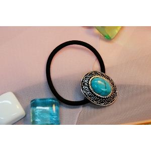 ストーン調ヘアゴム/シルバー×ブルー BG-HA3-SBL