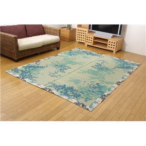 純国産 袋織 減農薬い草カーペット 『ラピス環良草』 ブルー 約191×250cm