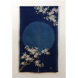 本麻100%使用 手描きのれん 『桜花 麻暖簾』 85×150cm