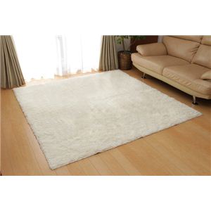 マイクロファイバー シャギーラグ 『プレミオ』 アイボリー 185×185cm