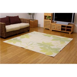 洗える 国産 綿混タフトカーペット 『ココ』 グリーン 185×185cm