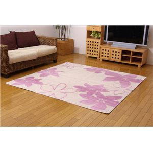 洗える 国産 綿混タフトカーペット 『ココ』 パープル 185×185cm