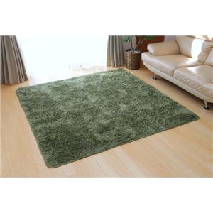 ホットカーペット対応 2色のミックスシャギーラグ 『マッシュ』 オリーブ 200×250cm