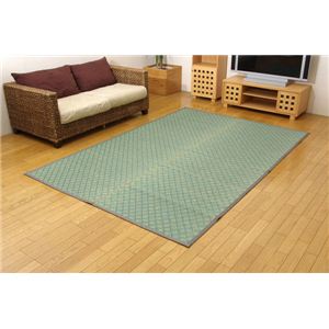 国内最高級い草花ござ 『ダイヤ環良草』 ブルー 江戸間6畳(261×352cm)