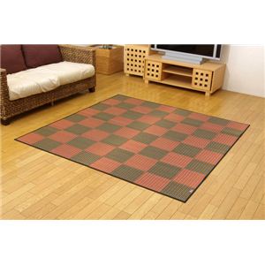 純国産 い草花ござカーペット 『銀河』 レッド 江戸間2畳（約174×174cm）