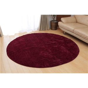 フィラメント素材 ホットカーペットカバー 『フィリップ』 ボルドー 185cm丸