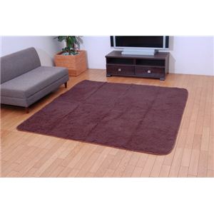 洗える ウォッシャブルラグカーペット 『ライオンシープNSK』 ブラウン 185×185cm