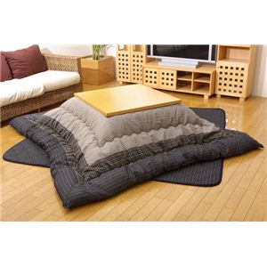 しじら 円形こたつ厚掛敷布団セット 『ゆかり』 ブラック 205cm丸