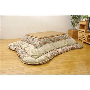 エレガンス柄 こたつ厚掛け布団単品 『ベリーニ』 ベージュ 205×205cm（裏地：ボア）