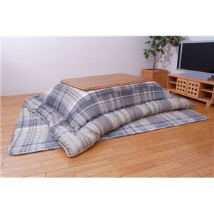 チェック柄 こたつ厚掛敷布団セット 『クラリス』 グレー 185×235cm（裏地：ボア）