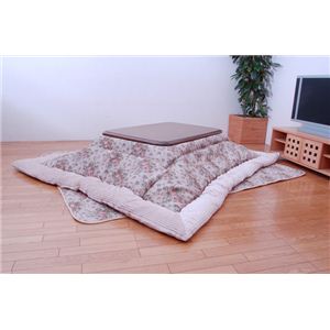 エレガンス柄 こたつ厚掛敷布団セット 『エリーゼ』 ベージュ 205×245cm（裏地：ボア）