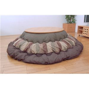 しじら円形 こたつ厚掛け布団単品 『かすみ』 グリーン 225cm丸（裏地：ボア）