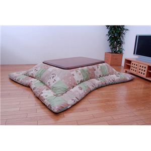 パッチワーク風 こたつ厚掛け布団単品 『花もだん 総柄』 グリーン 185×235cm