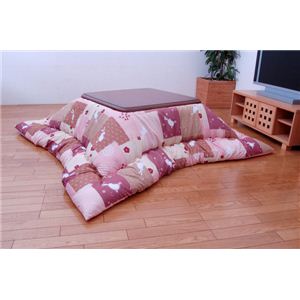 こたつ厚掛け布団単品 『はいからうさぎ 総柄』 ローズ 185×185cm