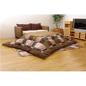 パッチワーク風 こたつ厚掛敷布団セット 『華小路』 グリーン 205×245cm