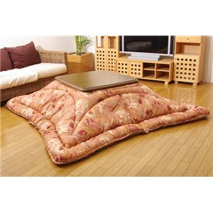 国内プリント こたつ厚掛け布団単品 『アクロス』 ローズ 205×205cm