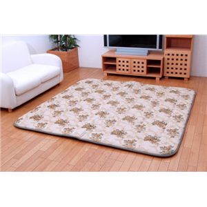 国産固綿40mm使用 エレガンス柄 ふっくら敷 『エリザベスF敷』 グリーン 190×240cm