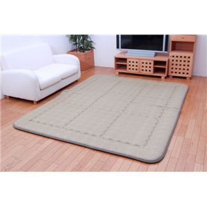 国産固綿40mm使用 綿プリント ふっくら敷 『プラージュF敷』 グリーン 190×240cm