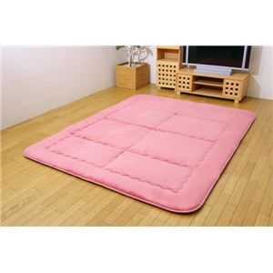 国産固綿40mm使用 フランネル生地 ふっくら敷 『フラネルF敷』 ピンク 190×190cm（パイル長8mm）