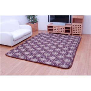 国産固綿40mm使用 エレガンス柄 ふっくら敷 『エリーゼF敷』 ブラウン 190×260cm