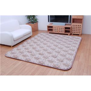 国産固綿40mm使用 エレガンス柄 ふっくら敷 『エリーゼF敷』 アイボリー 190×190cm