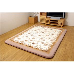 国産固綿40mm使用 エレガンス柄 ふっくら敷 『テノールF敷』 ベージュ 195×295cm（カービング加工）