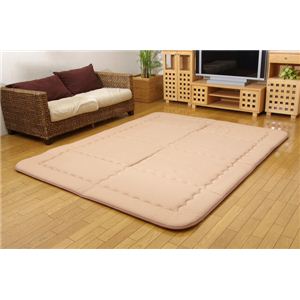 国産固綿40mm使用 しじら生地 ふっくら敷 『平安F敷』 ベージュ 190×240cm