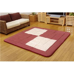 国産固綿40mm使用 綿プリント生地 ふっくら敷 『スージーIY F敷』 ローズ 190×190cm